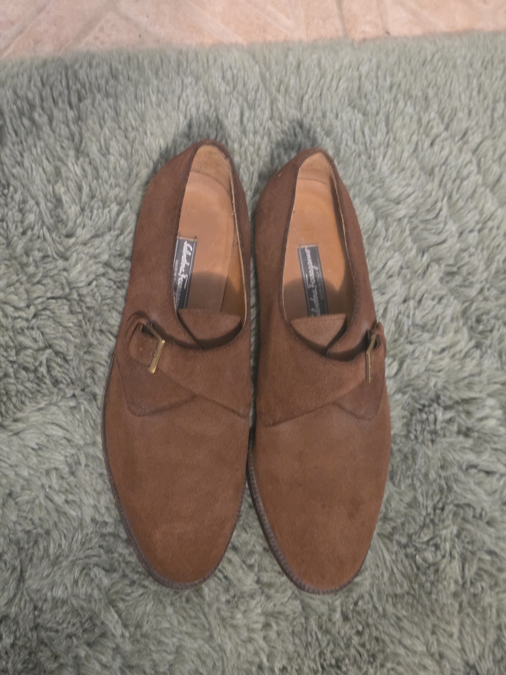 Salvatore Ferragamo Brown Suede Slip-On Loafers